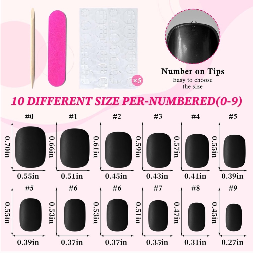 Matte Black Short Square 120 Press on Nails - Picture 2 of 8